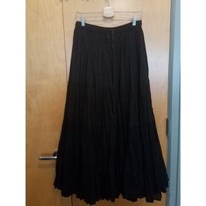 Black Drawstring Elastic Waist Peasant Skirt